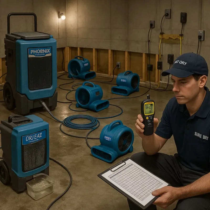 Structural Drying and Dehumidification process in Lynnfield, MA